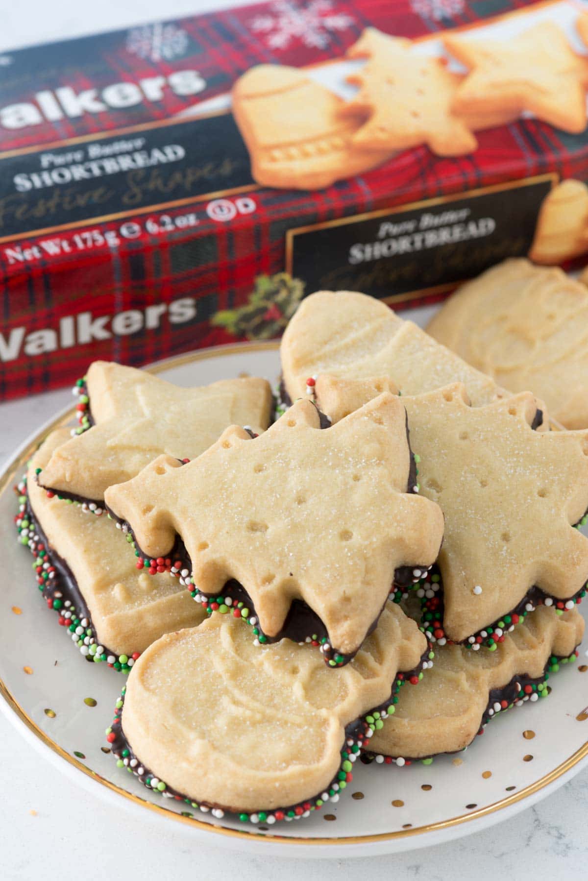 Chocolate Dipped Shortbread - an easy 5 minute semi-homemade recipe for when you need a quick dessert or gift!