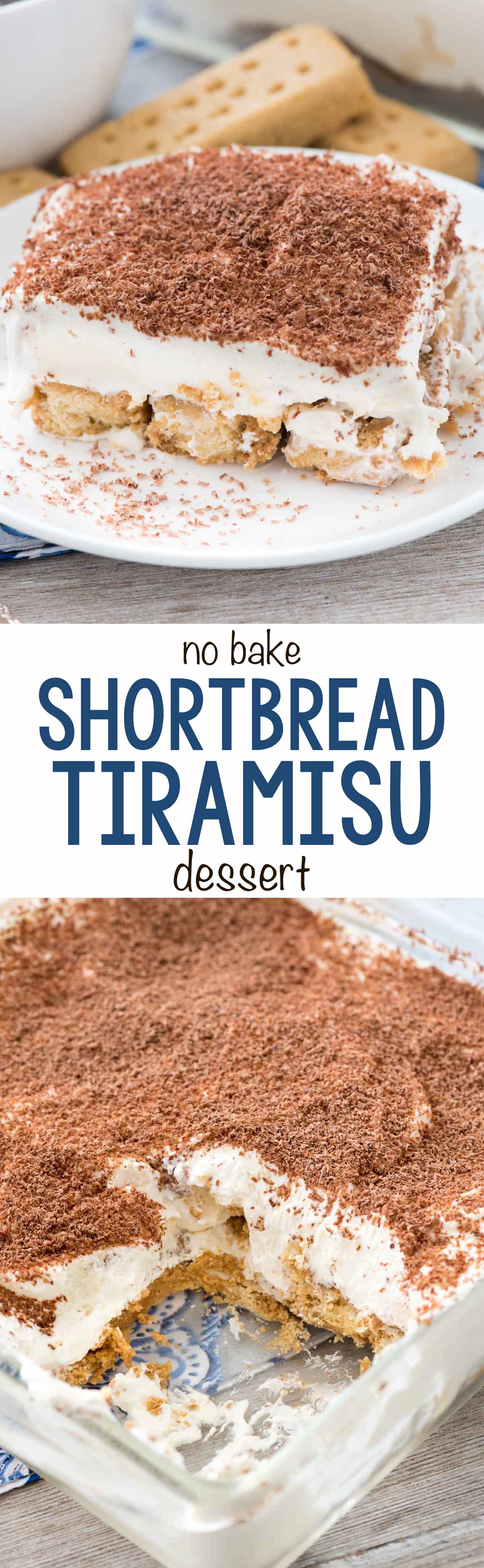 No Bake Shortbread Tiramisu Dessert