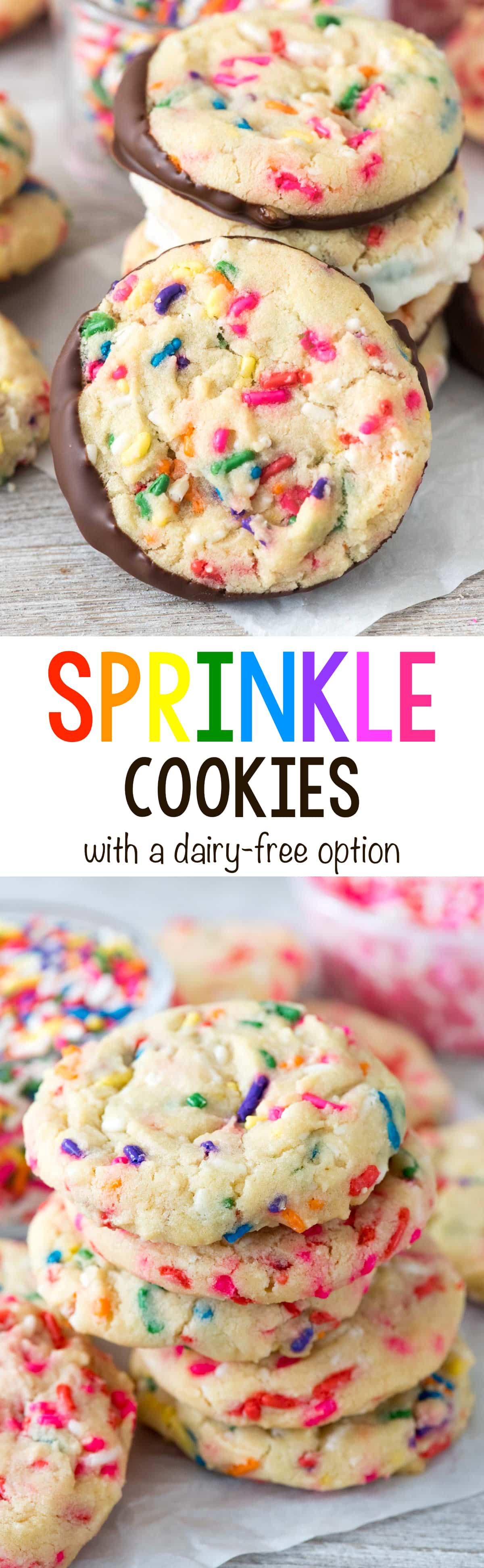 Sprinkle Cookies - this easy sugar cookie recipe is full of sprinkles and is dairy-free! EVERYONE loves these cookies!