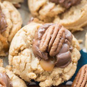 Close up of Turtle Peanut Butter Cookies