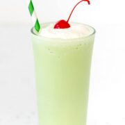 Copycat Mint Shake in a tall glass with a straw