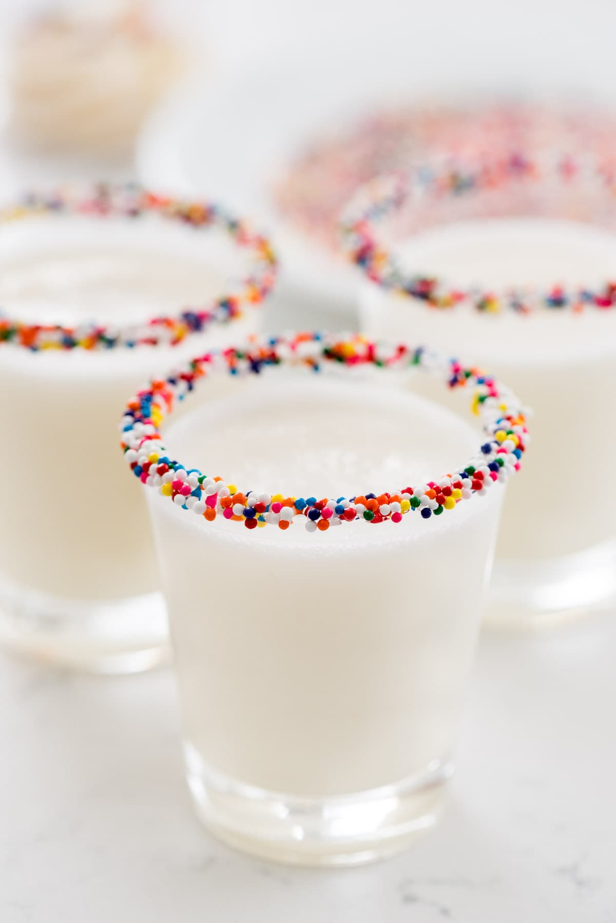 Multi-Colored Sprinkle Rimmed Frosting Shots