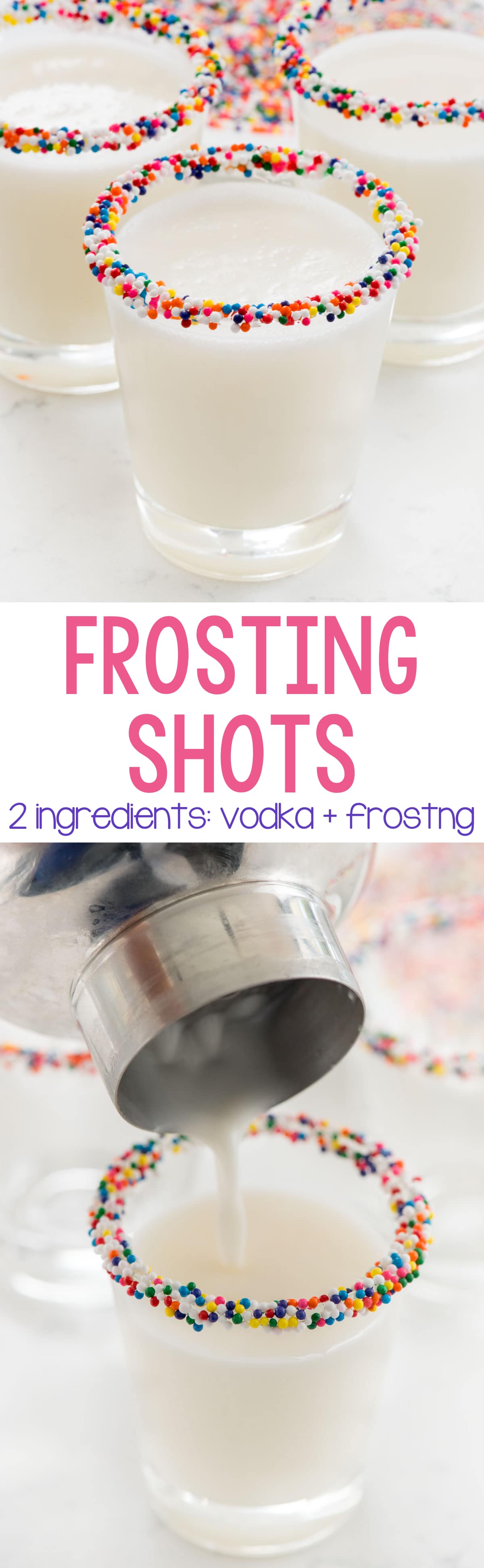 photo collage - Pouring Frosting Shots Into a Shot Glass