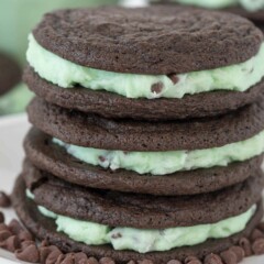 Stack of Homemade Mint Chip Oreos