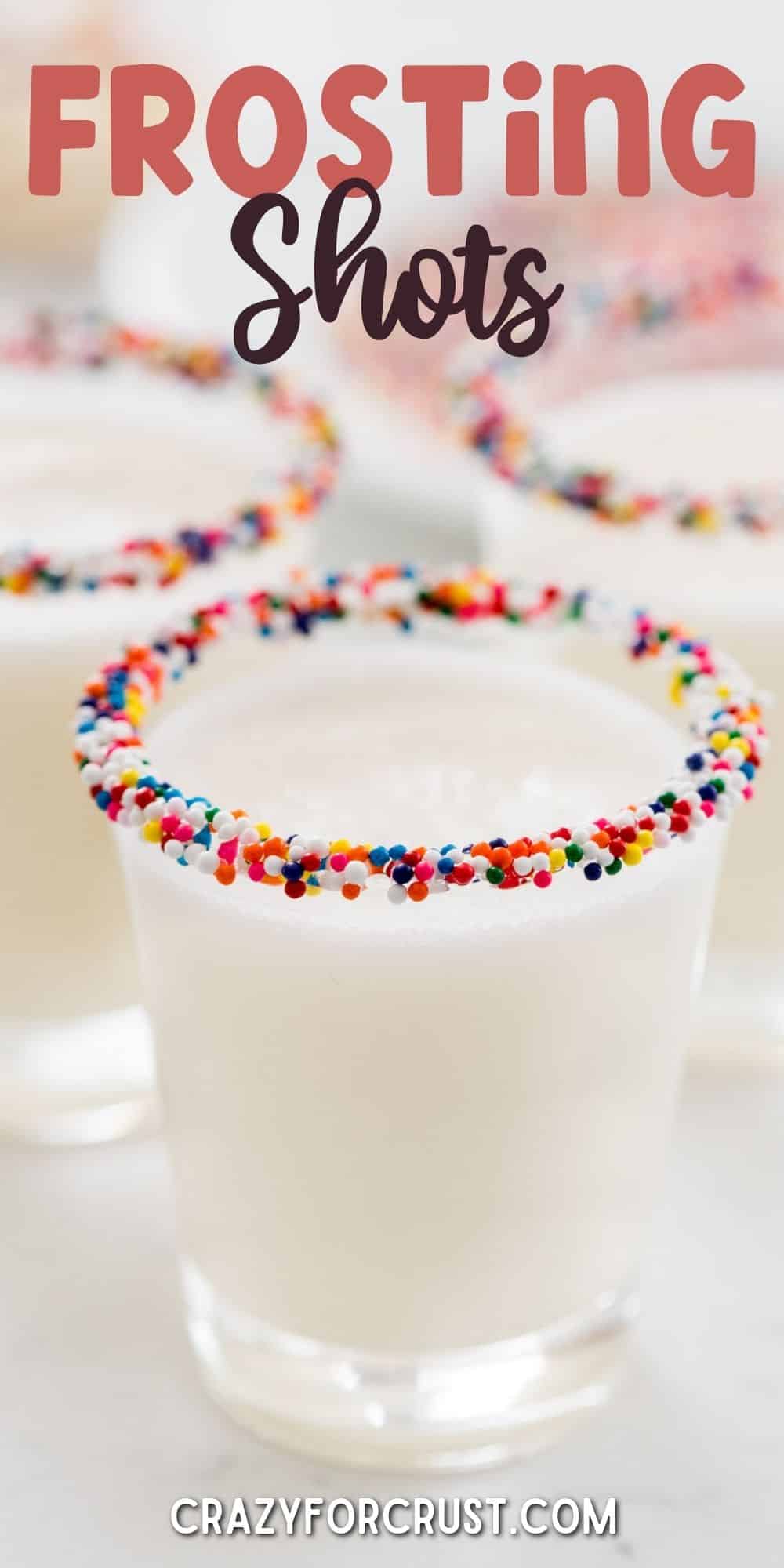 shot glass with drink and rimmed with sprinkles