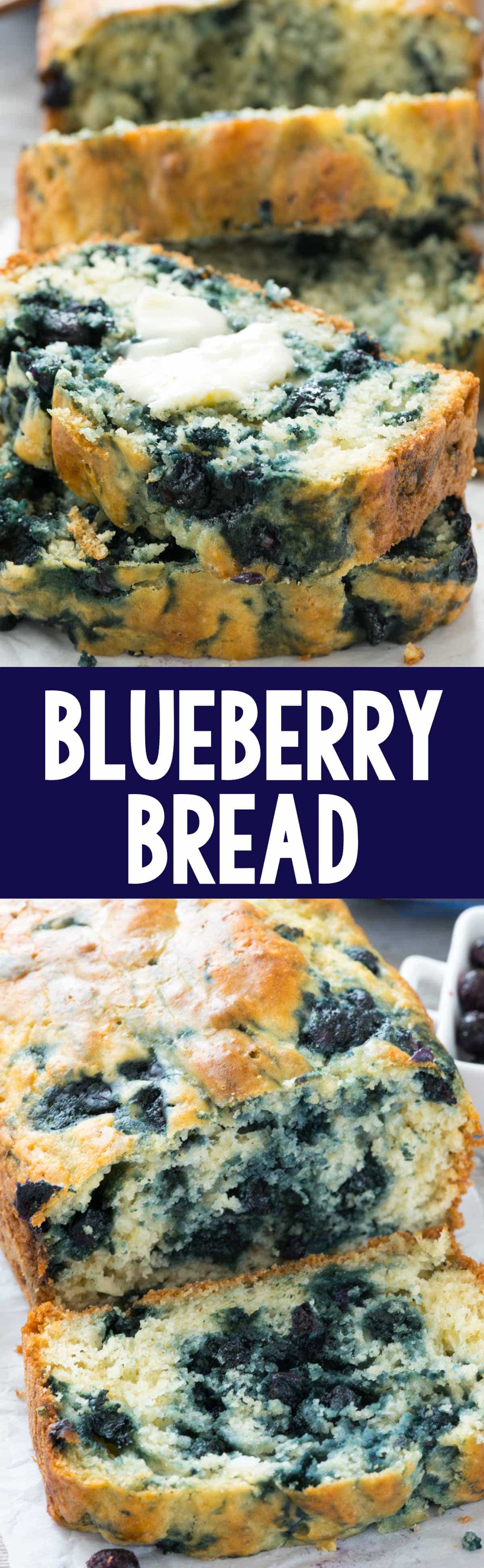 Blueberry Quick Bread - this easy bread recipe is full of blueberries and has less added sugar! It's the perfect breakfast; like a blueberry muffin but bread!