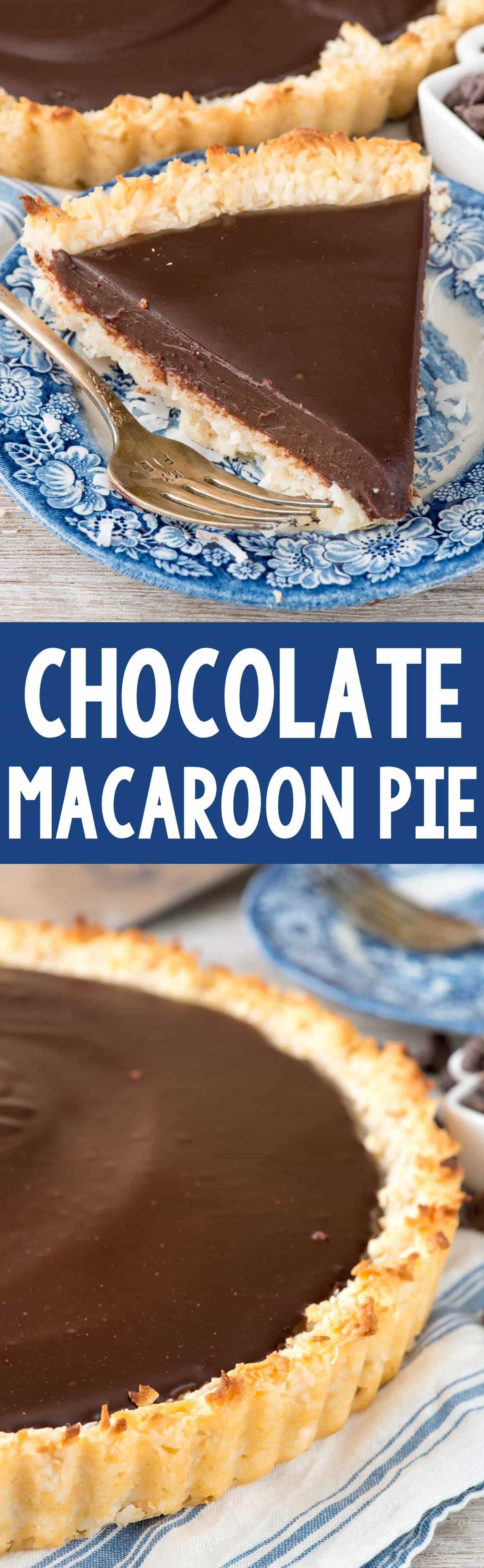 Chocolate Macaroon Pie - this easy macaroon recipe is baked into a pie crust and then filled with a rich chocolate ganache filling! It's the perfect mixture of decadent chocolate and coconut - this pie is always a hit!