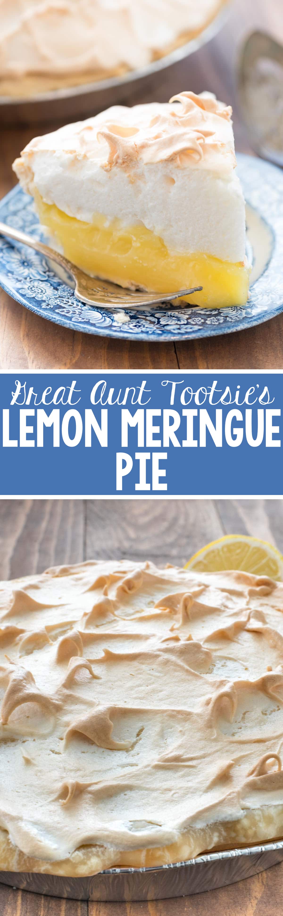 Aunt Tootsie's Lemon Meringue Pie - this recipe is from my great aunt and it is a family favorite! The lemon is sweet and tart and the pie is perfect lemon lovers!