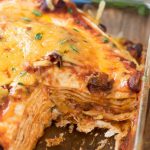 Bean Stuff Casserole in a glass baking dish