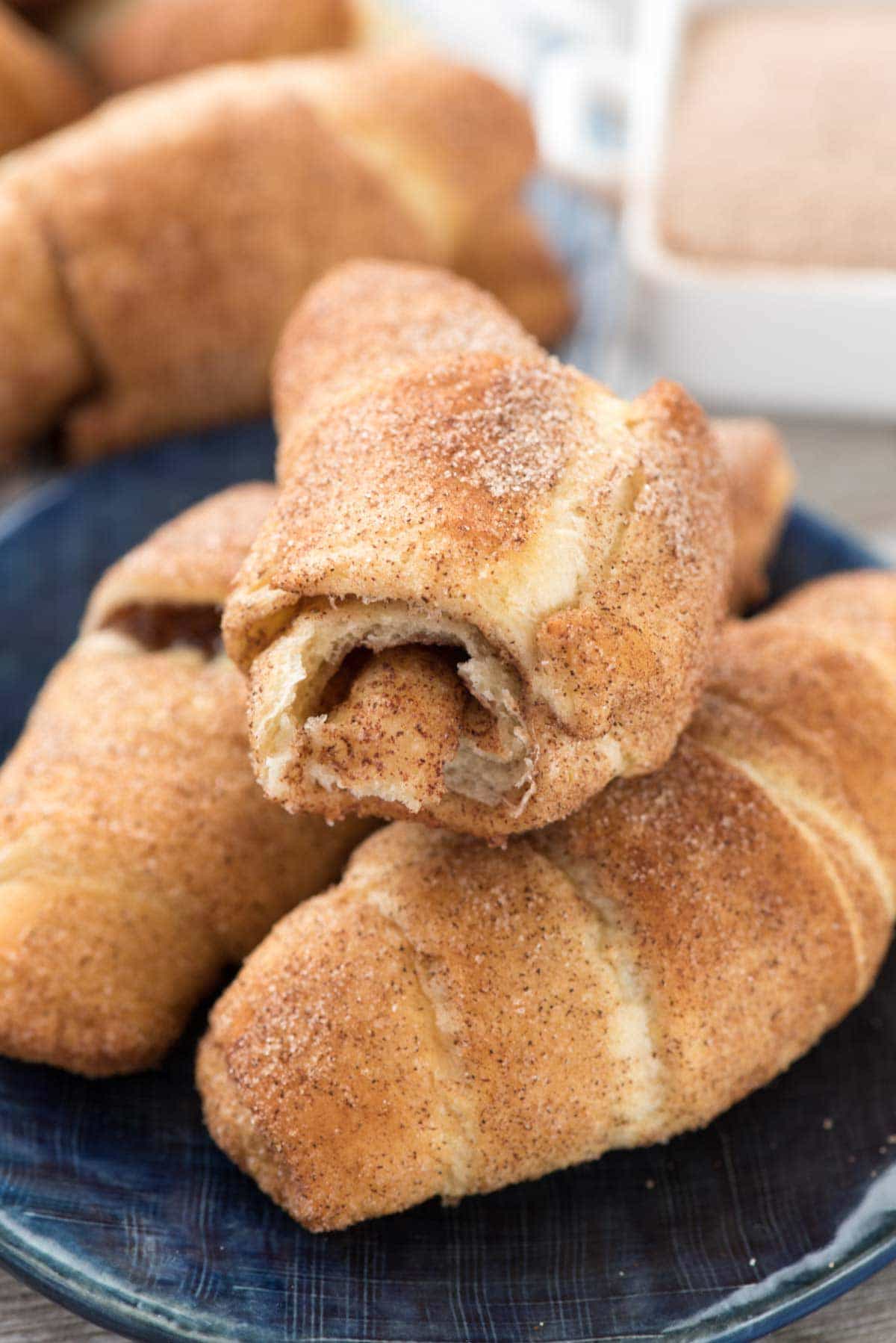 Crescent Roll Churros - this EASY baked churro recipe is crunchy and sweet and full of cinnamon flavor. Only 3 ingredients and are the perfect breakfast, brunch, or dessert recipe!