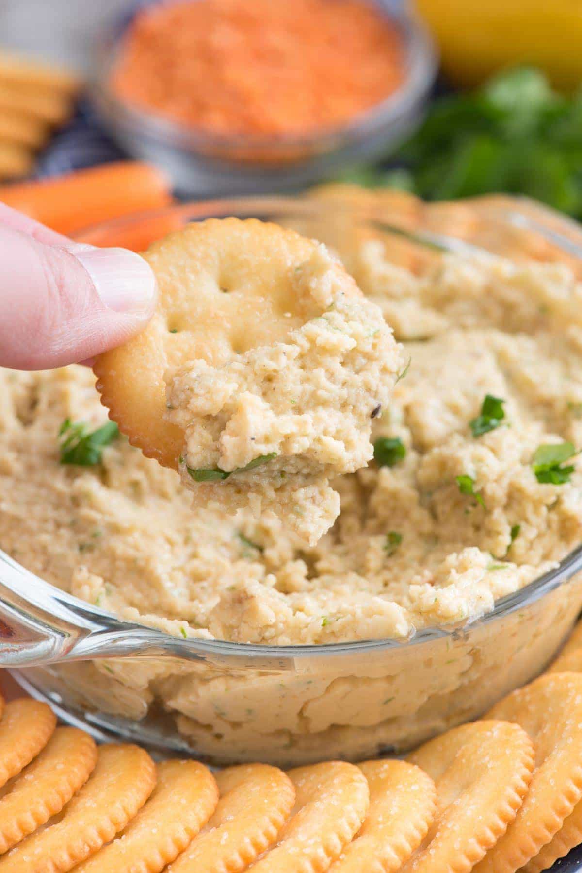 Roasted Garlic Lentil Dip - if you love white bean dip this LENTIL dip is for you! It's FULL of roasted garlic and protein and is the best snack or meal!