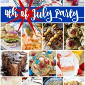 A Collage of 16 pictures of 4th of July party food