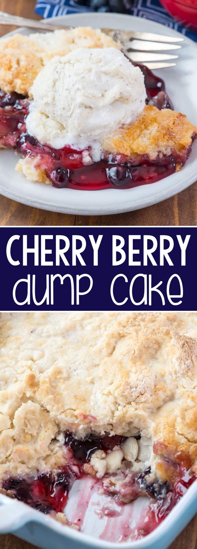 Collage of 2 Pictures of Cherry Berry Dump Cake