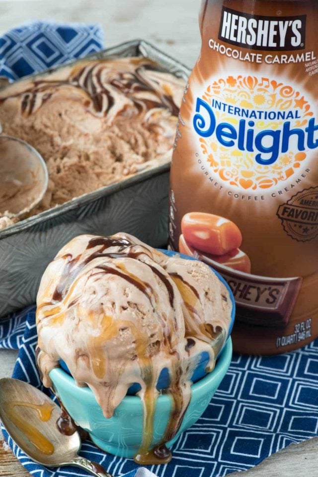 No Churn Easy Chocolate Caramel Ice Cream with International Delight