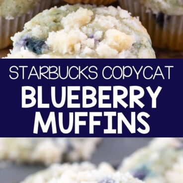 Collage of 2 pictures of Starbucks Copycat Blueberry Muffins