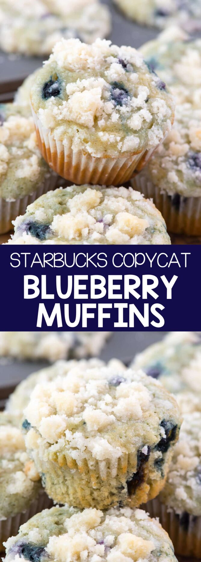 Collage of 2 pictures of Starbucks Copycat Blueberry Muffins