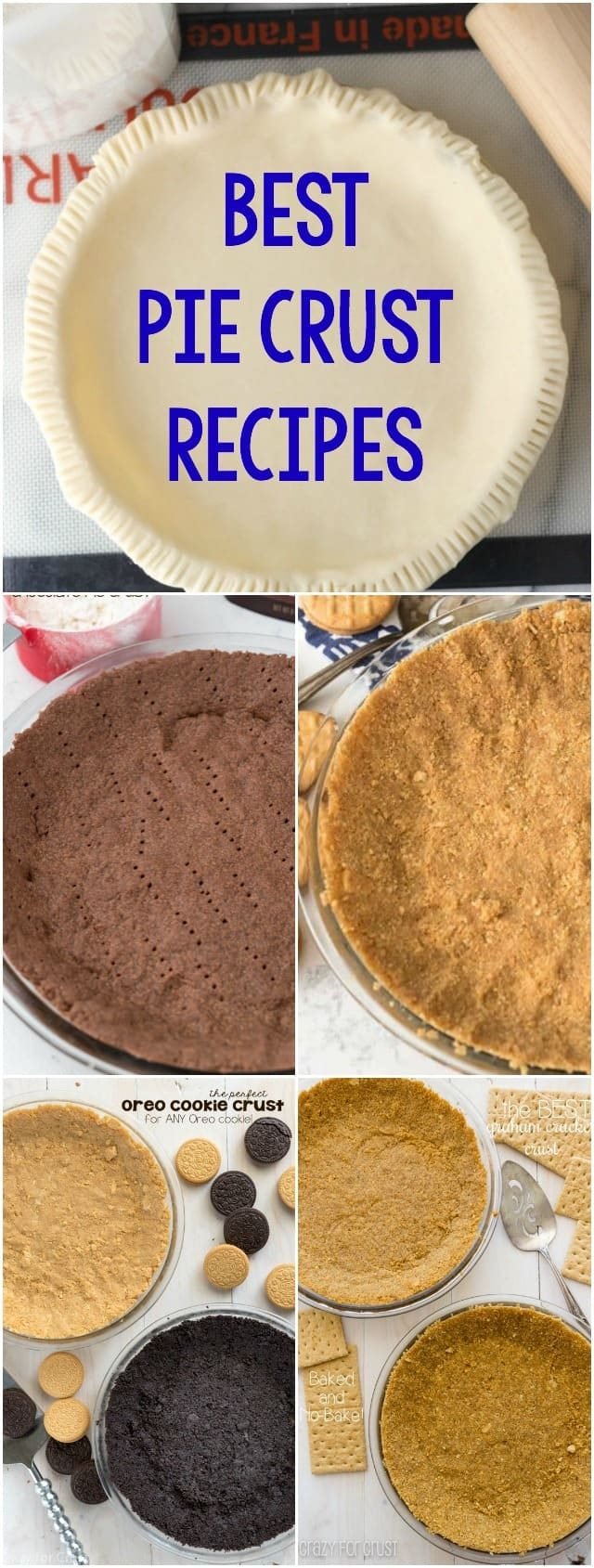 collage photo of pie crust recipes