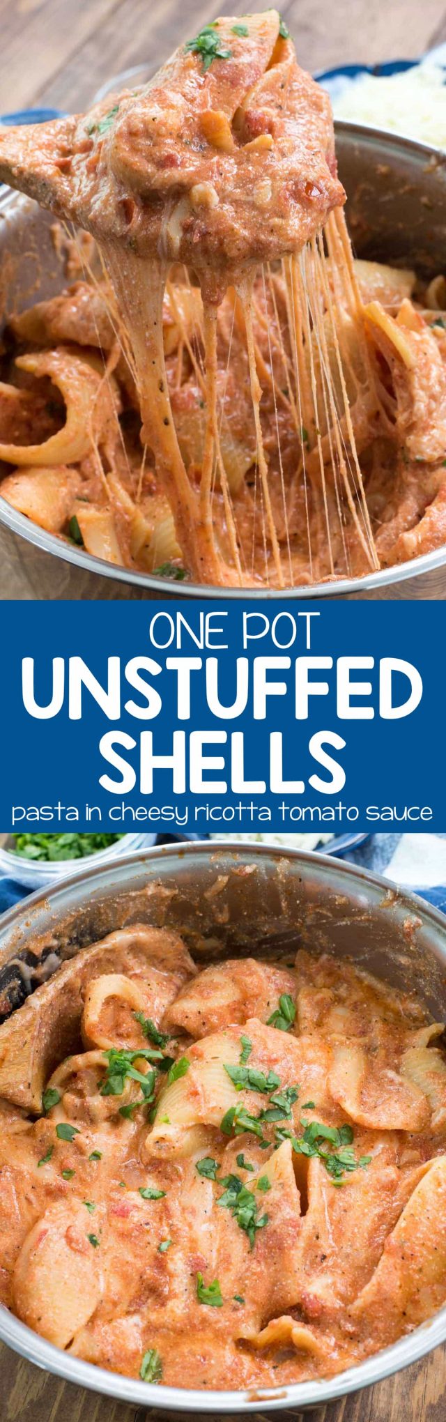 One Pot Unstuffed Shells - this easy stuffed shell recipe is all made in one pot without all the extra work! It's a great weeknight meal and everyone loves it!