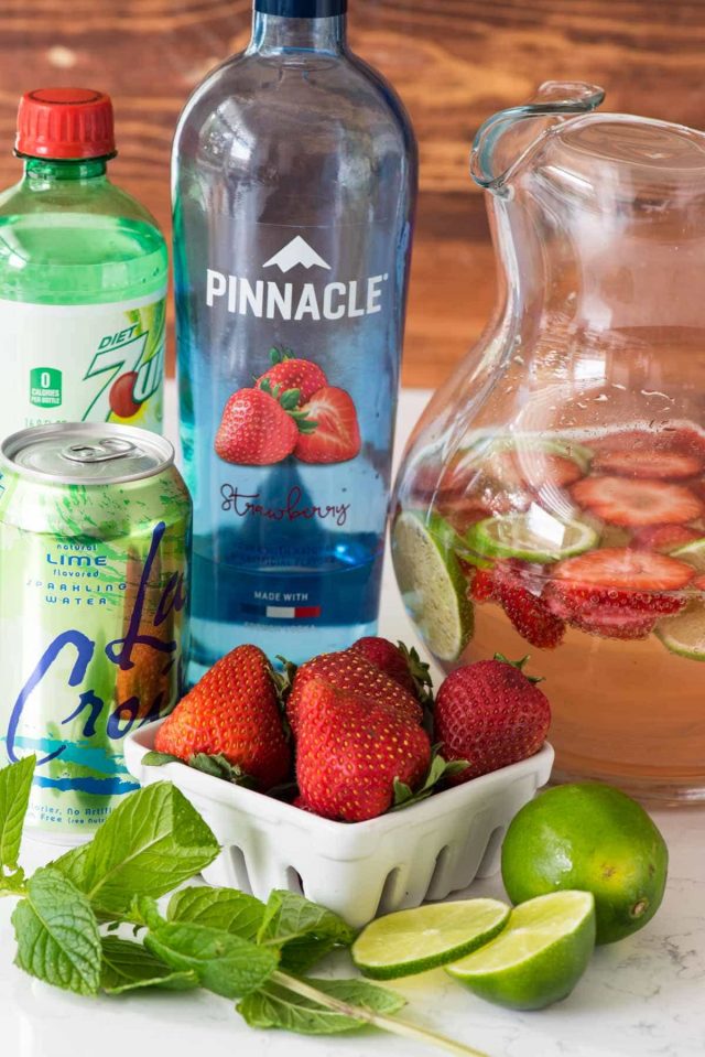 This easy cocktail recipe has just 3 ingredients: strawberry vodka, lemon lime soda, and seltzer. 
