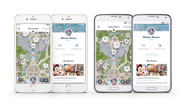 screenshots of disneyland app