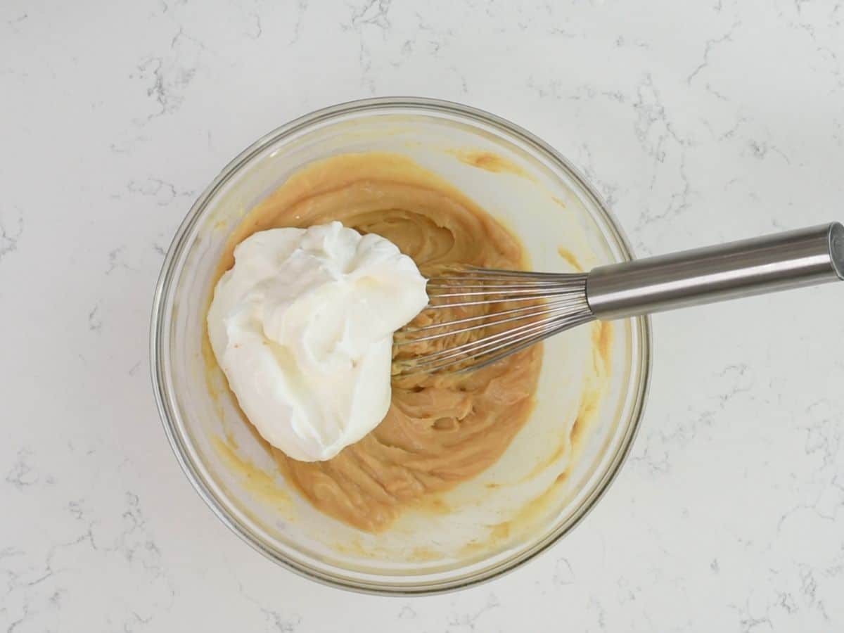 bowl of pudding with cool whip