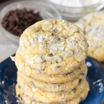 Stack of Cake Mix Chocolate Chip Crinkles