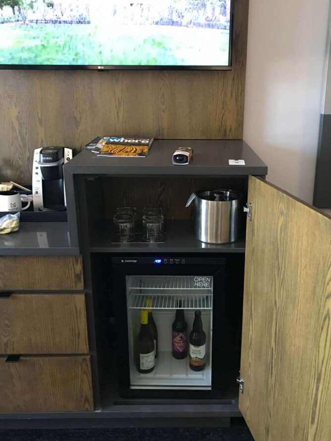 refrigerator in cabinet at the  Motif Hotel 