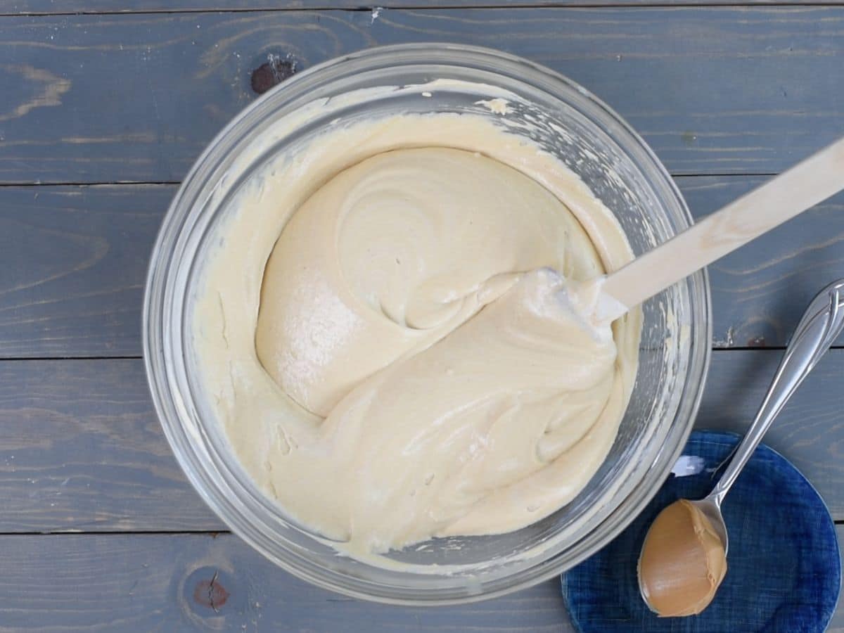 peanut butter pie filling in large bowl.