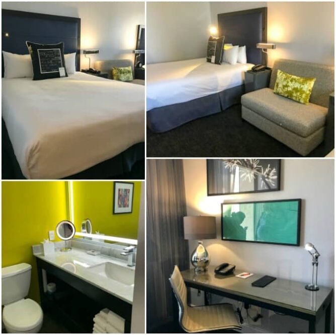 collage photo of the room at the  Motif Hotel 