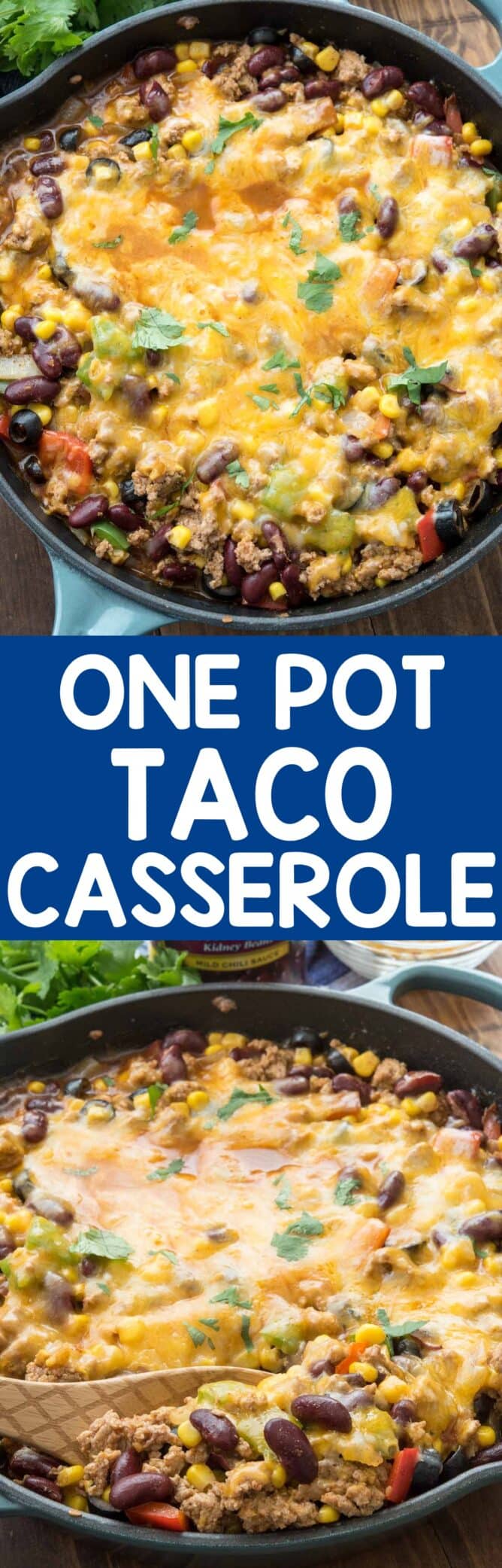 Collage of one pot taco casserole