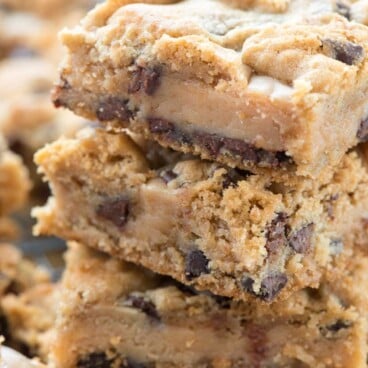 Stack of Peanut Butter Cookie Gooey Bars