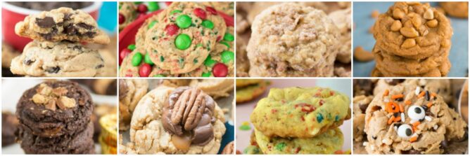 collage of 8 pudding cookie recipes