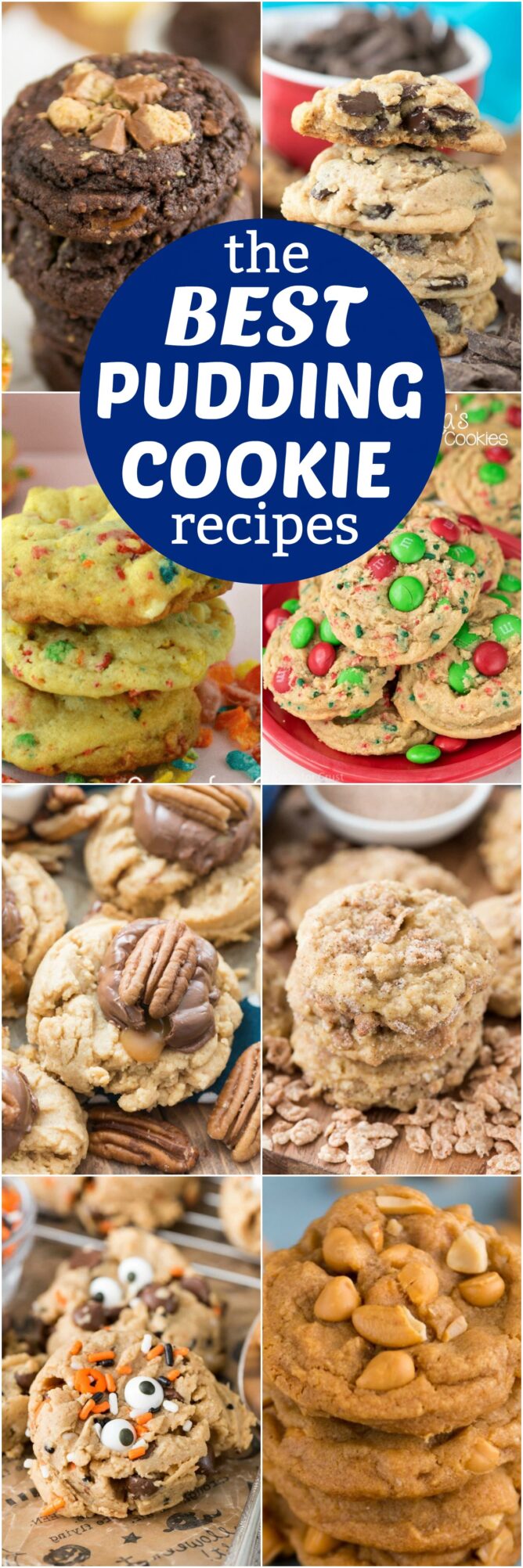 collage of the best pudding cookies - 8 photos
