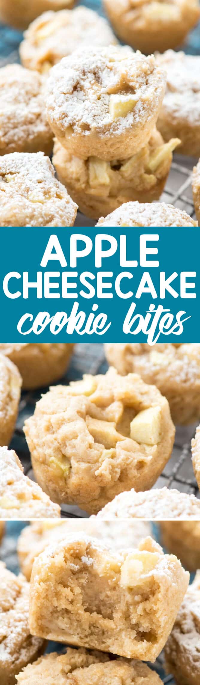 Apple Cheesecake Cookie Cups collage of three photos