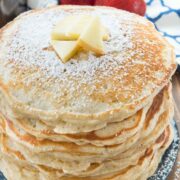 stack of apple fritter pancakes