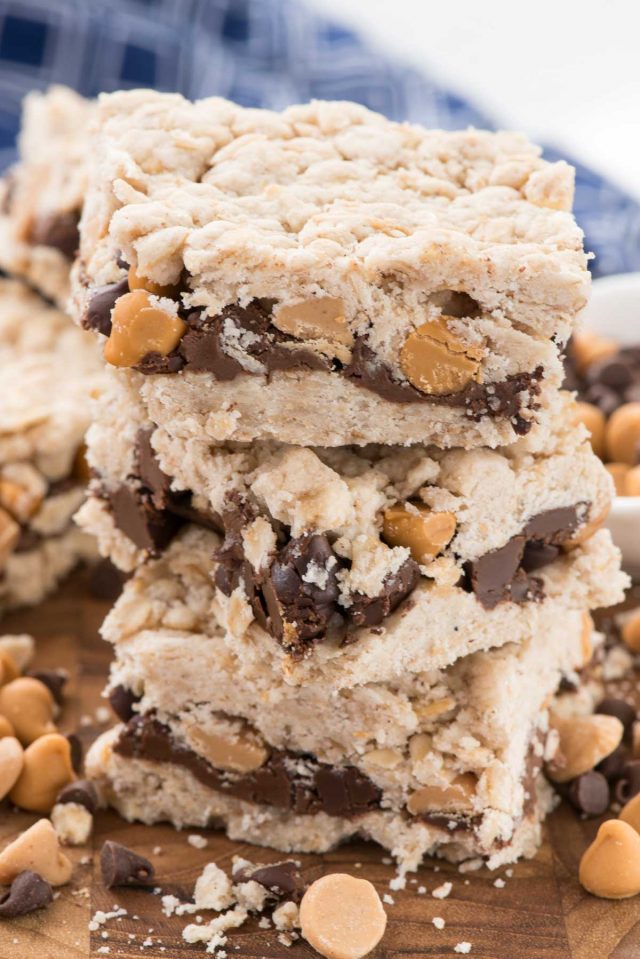 Magic Crumble Bars have a crumbly oat crust and topping and are sandwiched with magic bar ingredients: chocolate and butterscotch! Everyone raved about these.