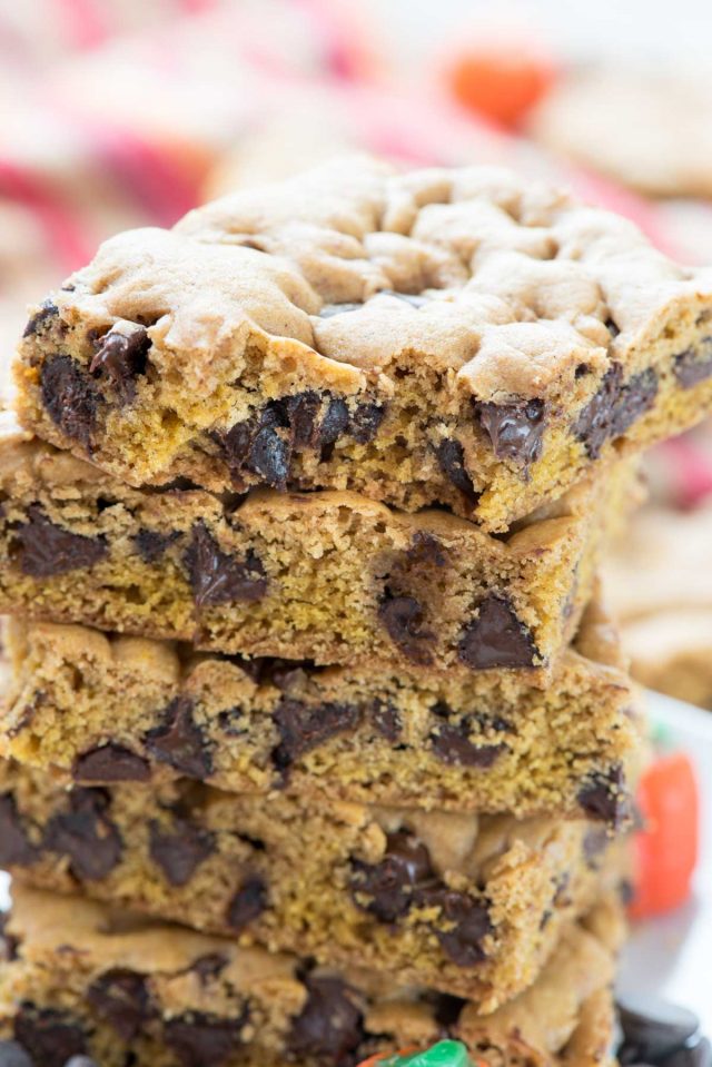 stack of pumpkin blondies