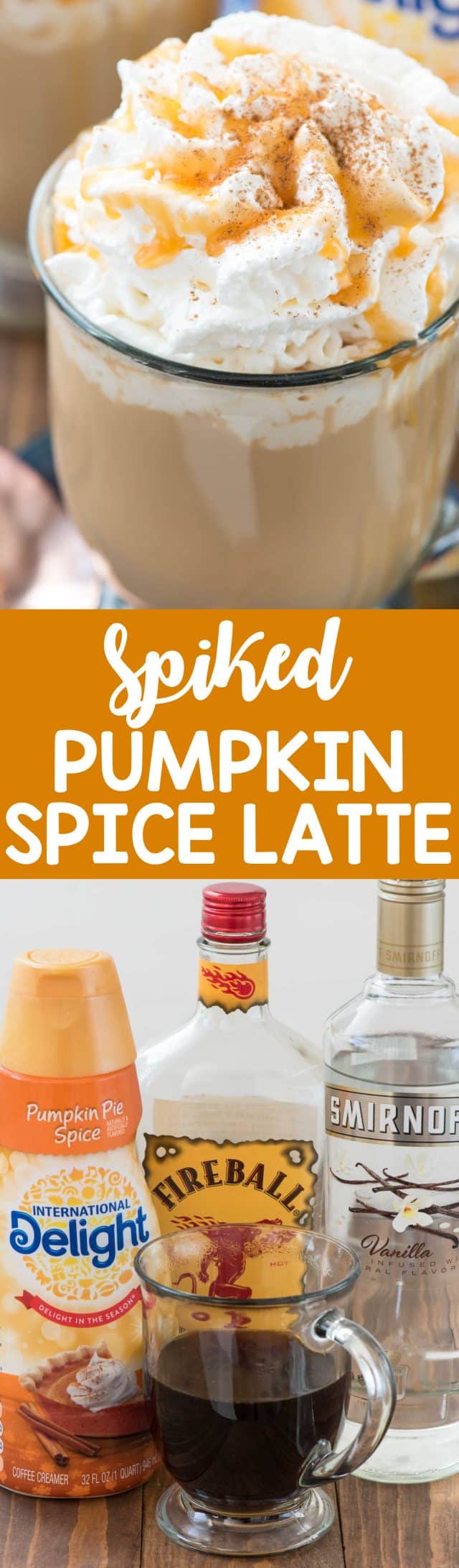 Spiked Pumpkin Spice Latte - make your own pumpkin spice latte at home...and spike it with vanilla vodka and Fireball! This is the perfect fall cocktail to warm you up. Make it for one or for a crowd in the crockpot.