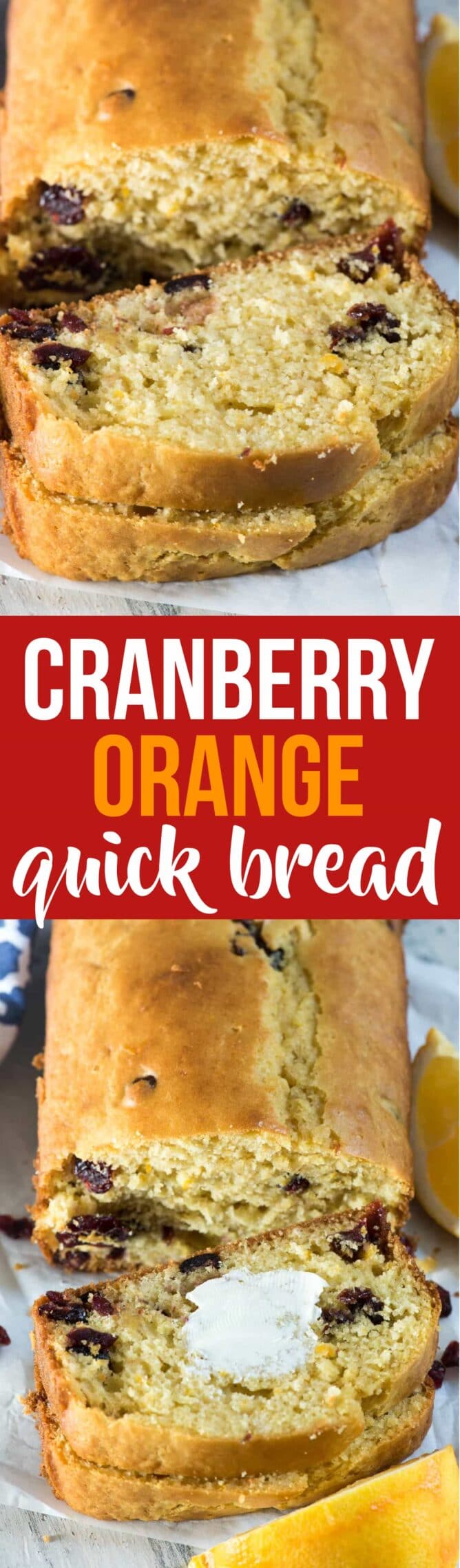 collage of Cranberry Orange Quick Bread