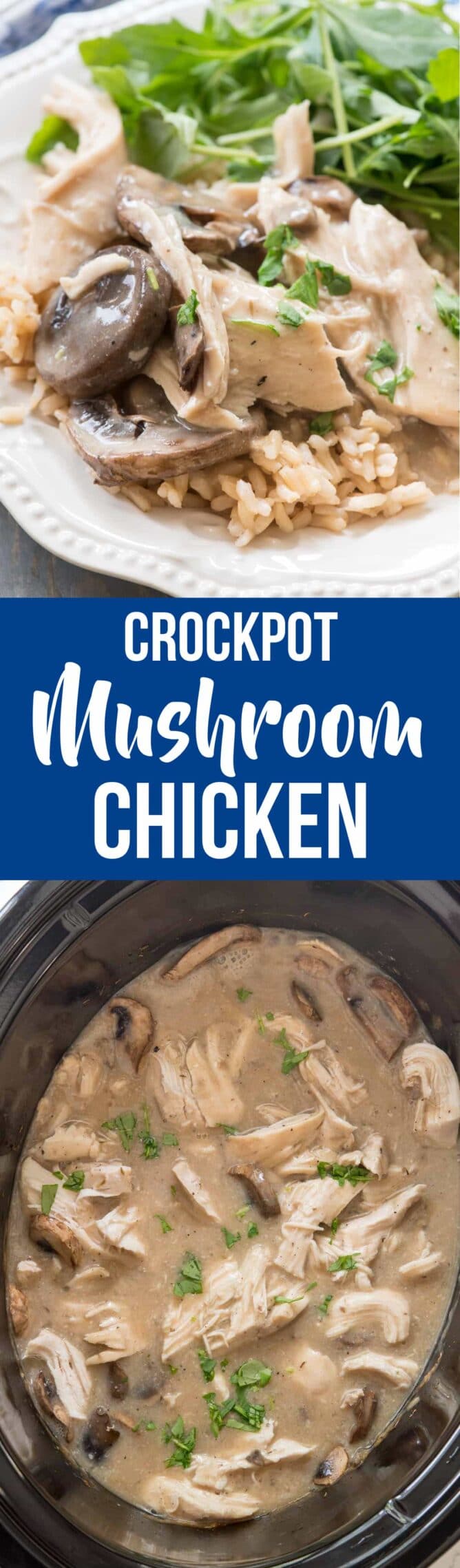 Collage of Crockpot Mushroom Chicken