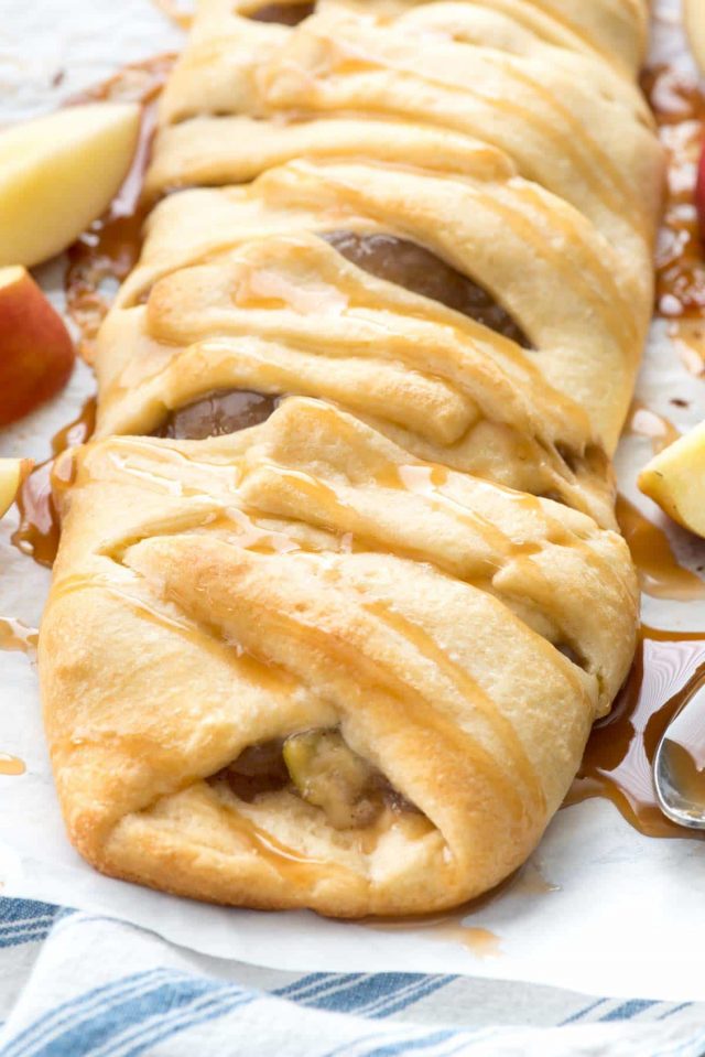 Easy Caramel Apple Strudel - this easy danish braid has just 3 ingredients and is the easiest breakfast or dessert recipe ever! 