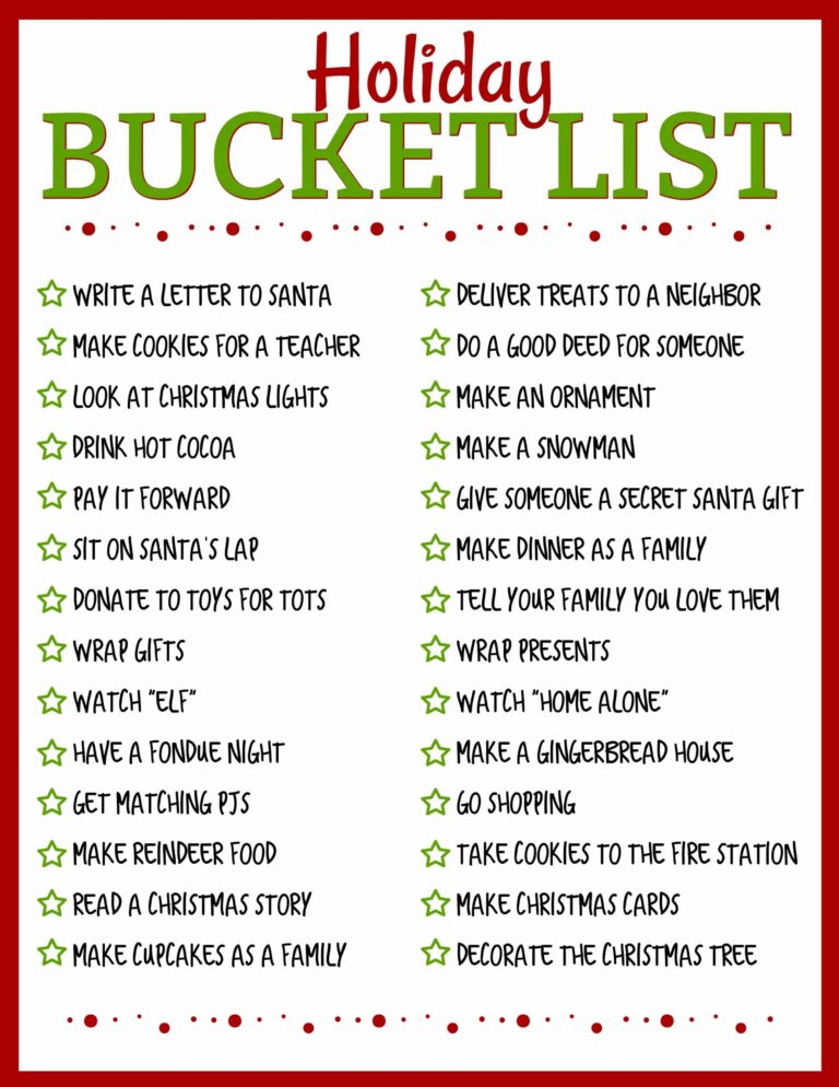Holiday Bucket List FREE PRINTABLE Crazy For Crust
