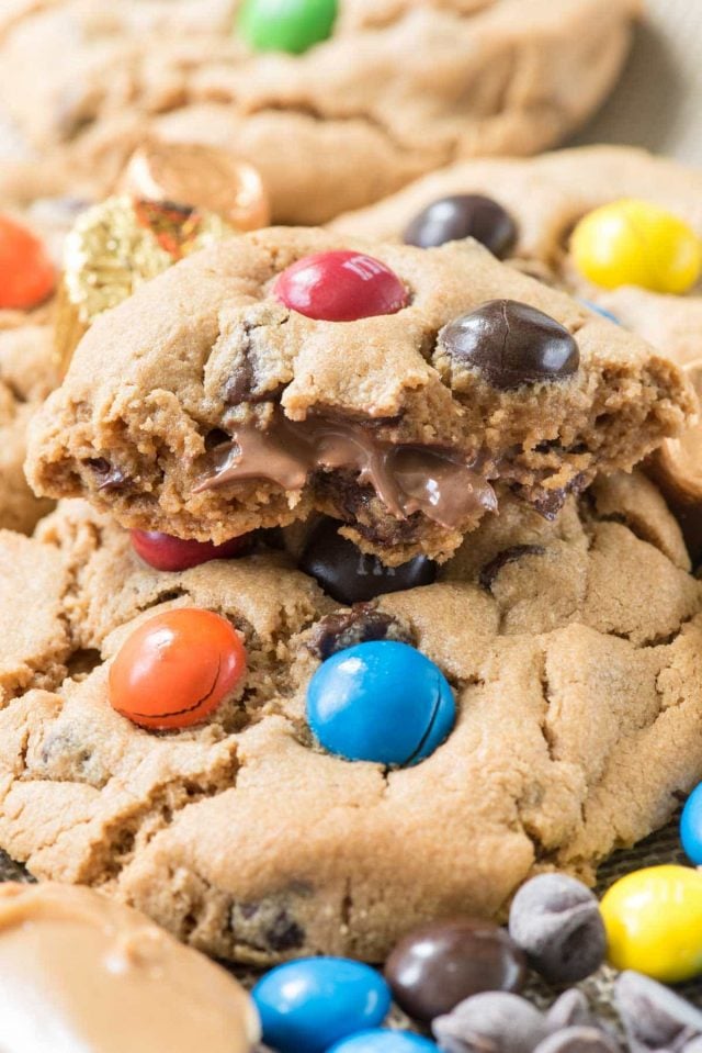 Candy Overload Flourless Cookies stuffed with peanut butter cups!