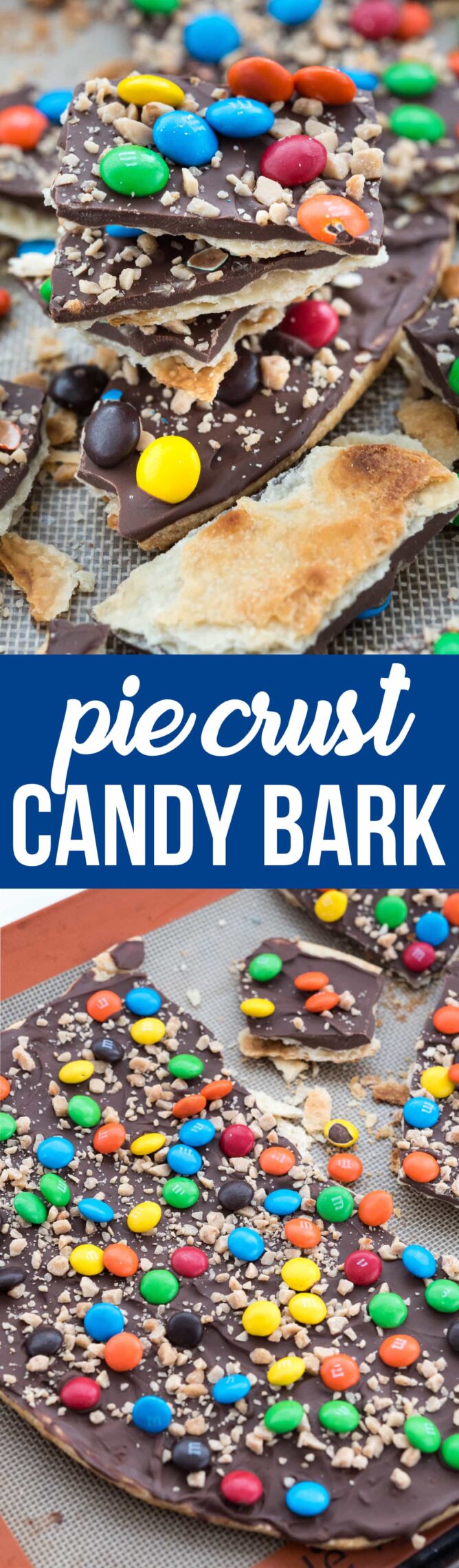 Collage of Pie crust candy bark