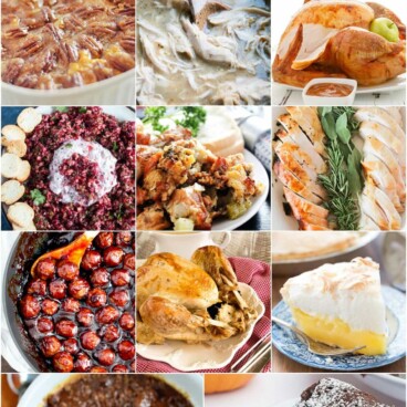 Collage of pictures that create a meal plan for Thanksgiving