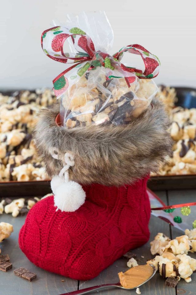 Chocolate Peanut Butter Popcorn is great for gift giving!