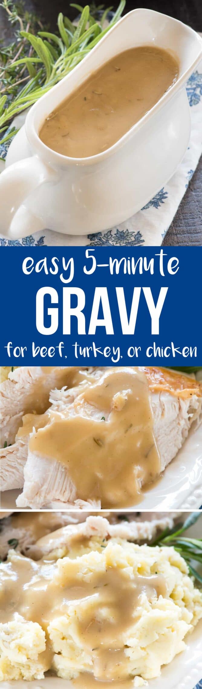 Collage of Easy 5 minute gravy with words