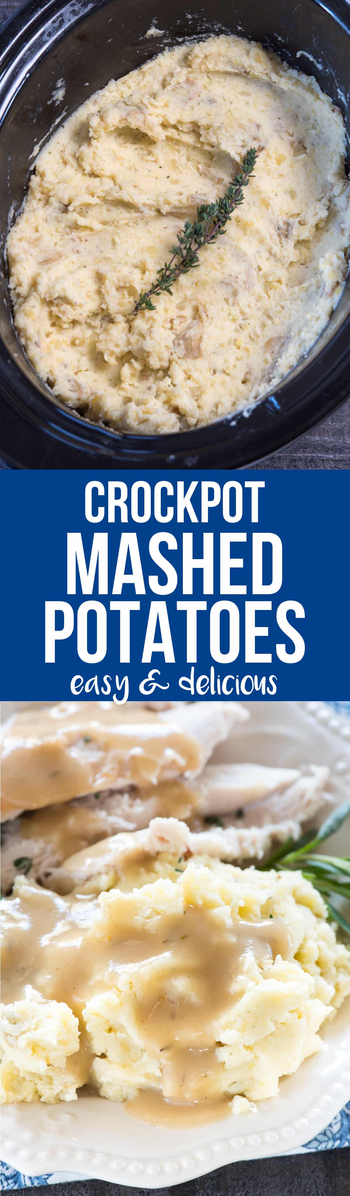These simple and Easy Crockpot Mashed Potatoes come together in minutes - you set it and forget it so you can make all the other sides! It's crazy how good they are from the slow cooker!