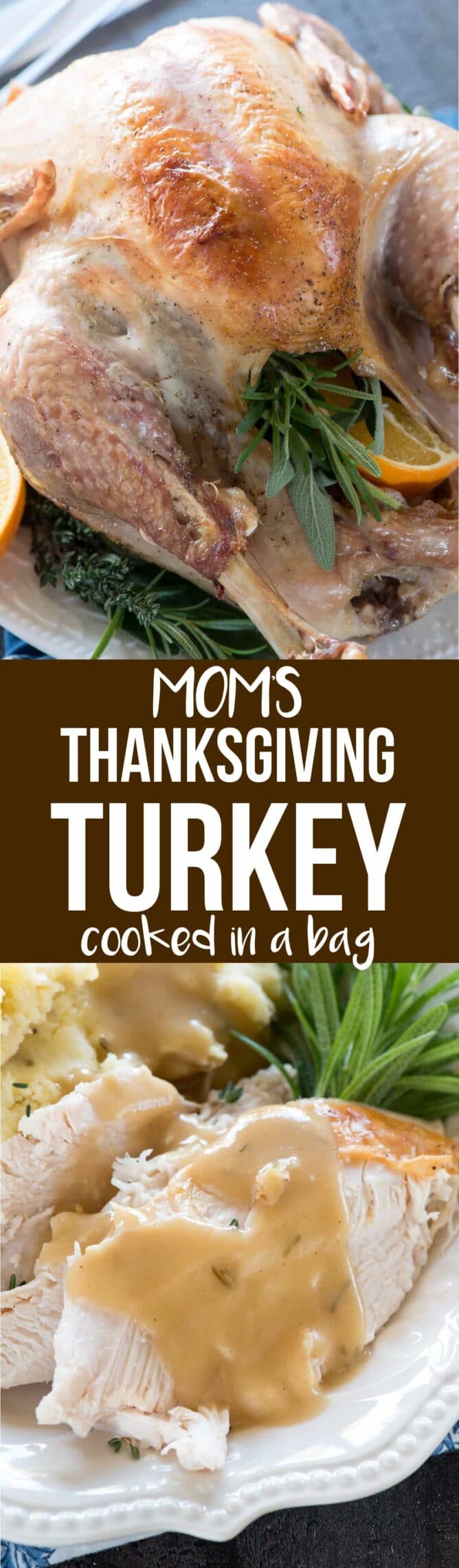 This is my Mom's Thanksgiving Turkey Recipe and it's cooked in an oven bag! It's moist every time with delicious flavor thanks to her secret baste recipe.