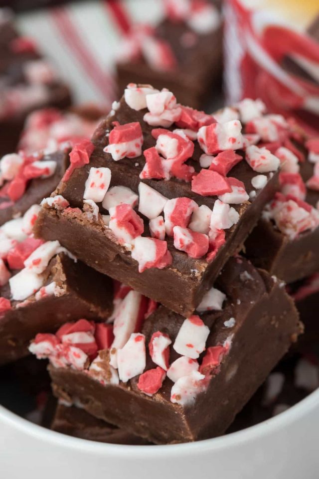 Peppermint Mocha Fudge is an easy fudge recipe that tastes like a peppermint mocha! It's perfect for the holidays!